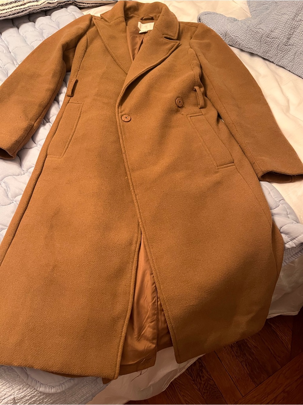 H&M Camel Tan Single-Breasted Pea Coat